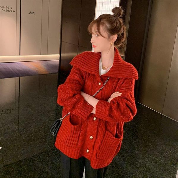 women's jackets fashion design lapel twist knit cardigan christmas red coat oversize clothes midi thick line loose sweater jacket 1n13, Black;brown
women's jackets fashion design lapel twist knit cardigan christmas red coat oversize clothes midi thick line loose sweater jacket 1n13, Black;brown