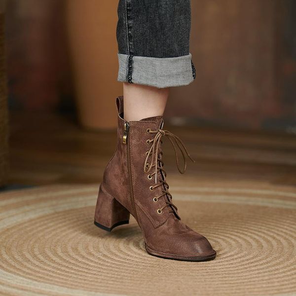 boots guidibasic high-heels genuine leather women's 2021 autumn round toe lace-up mid-heel thick-heel, Black
boots guidibasic high-heels genuine leather women's 2021 autumn round toe lace-up mid-heel thick-heel, Black