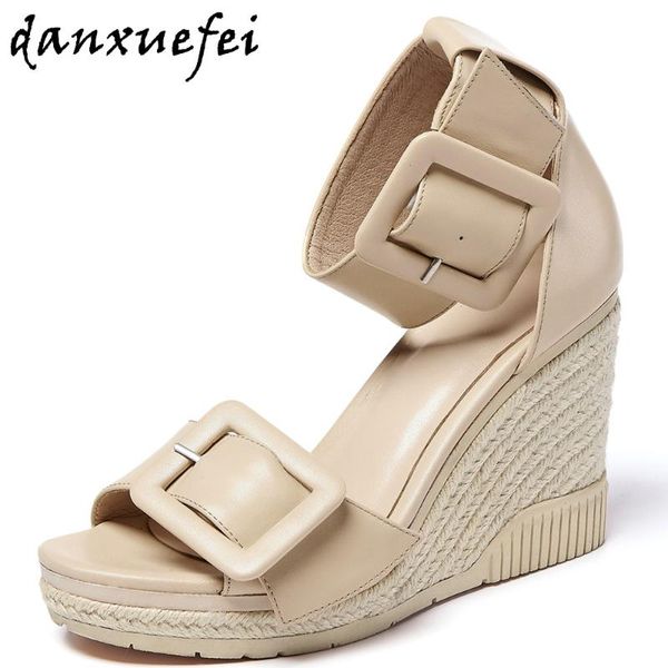 women's genuine leather ankle strap big buckle wedge platform summer pumps elegant ladies comfortable dress sandals shoes women, Black
women's genuine leather ankle strap big buckle wedge platform summer pumps elegant ladies comfortable dress sandals shoes women, Black