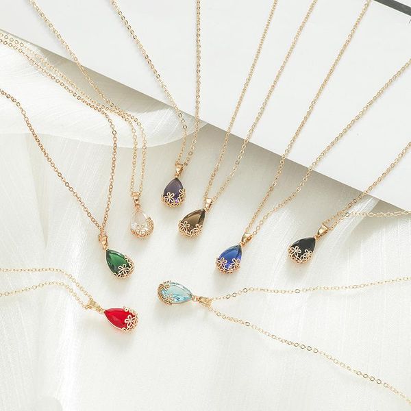 pendant necklaces 8pcs/set fashion water drop shaped necklace for women gold clavicle chain decotive jewelry lucky gem stone weddings gift, Silver
pendant necklaces 8pcs/set fashion water drop shaped necklace for women gold clavicle chain decotive jewelry lucky gem stone weddings gift, Silver