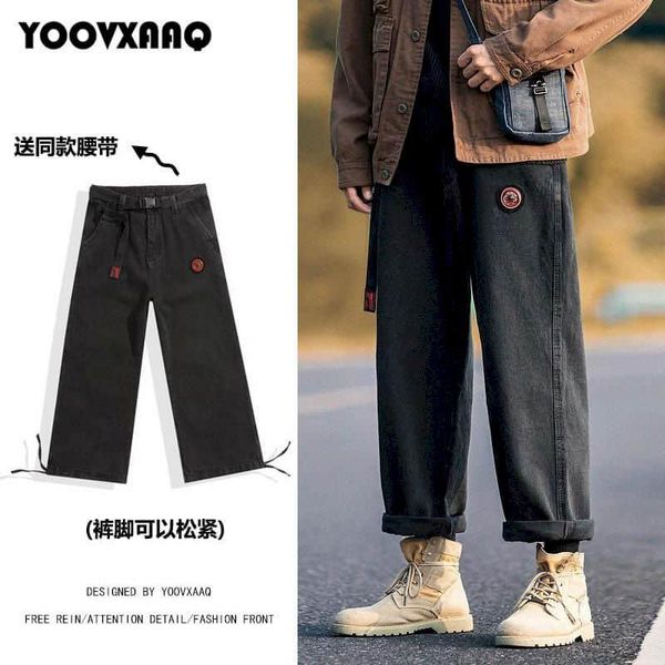 loose straight pants korean washed jeans for men women joggers trendy drawstring labeled black high street punk techwear men's, Blue
loose straight pants korean washed jeans for men women joggers trendy drawstring labeled black high street punk techwear men's, Blue