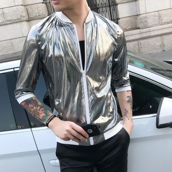 men's jackets summer men silver gold three quarter sleeve mens and coats plus size 5xl nightclub party thin man, Black;brown
men's jackets summer men silver gold three quarter sleeve mens and coats plus size 5xl nightclub party thin man, Black;brown