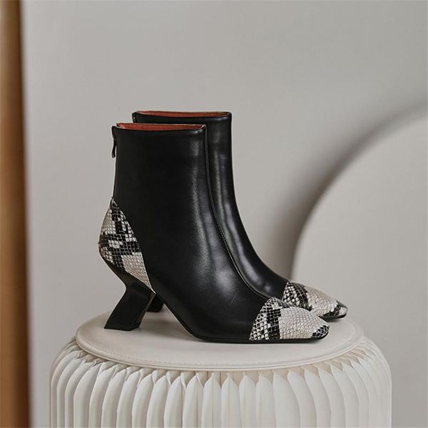 boots winter women snakeskin pattern genuine leather square toe strange style heel high (5cm-8cm) printed fashion, Black
boots winter women snakeskin pattern genuine leather square toe strange style heel high (5cm-8cm) printed fashion, Black