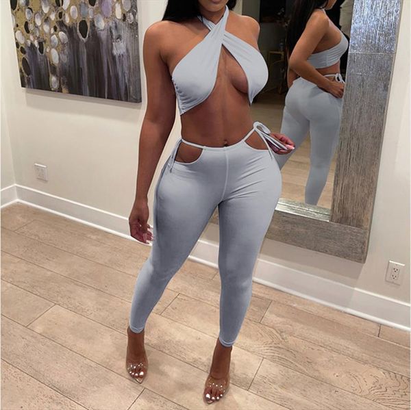2 piece suit outfits set womenpant solid color sleeveless halterneck crop hollow out long pant clothes for summer ladies, White
2 piece suit outfits set womenpant solid color sleeveless halterneck crop hollow out long pant clothes for summer ladies, White