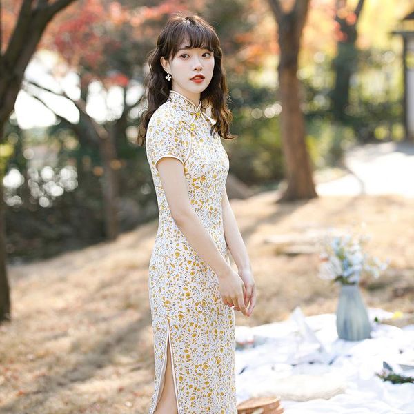 ethnic clothing flower print short sleeve qipao women mid length cheongsams satin split chinese dresses formal party oversize vestidos, Red
ethnic clothing flower print short sleeve qipao women mid length cheongsams satin split chinese dresses formal party oversize vestidos, Red
