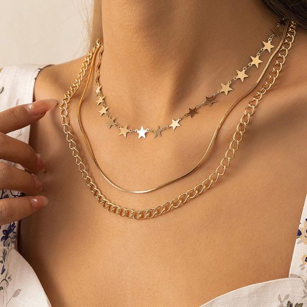 pendant necklaces vintage multi layered star choker necklace for women fashion copper blade snake chain statement charm jewelry, Silver
pendant necklaces vintage multi layered star choker necklace for women fashion copper blade snake chain statement charm jewelry, Silver