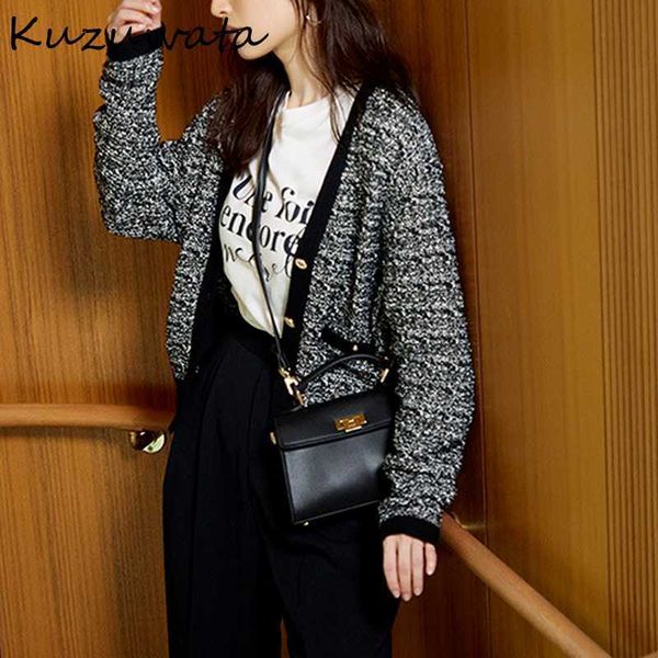 kuzuwata autumn sweaters v neck long sleeve contrast color button knitting cardigan fashion sweet women outerwear clothes 210922, White;black
kuzuwata autumn sweaters v neck long sleeve contrast color button knitting cardigan fashion sweet women outerwear clothes 210922, White;black