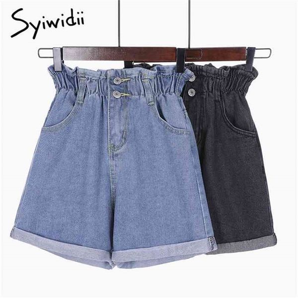 elastic waist shorts women short feminino denim ladie black high 5xl ruffles button solid summer 210722
elastic waist shorts women short feminino denim ladie black high 5xl ruffles button solid summer 210722