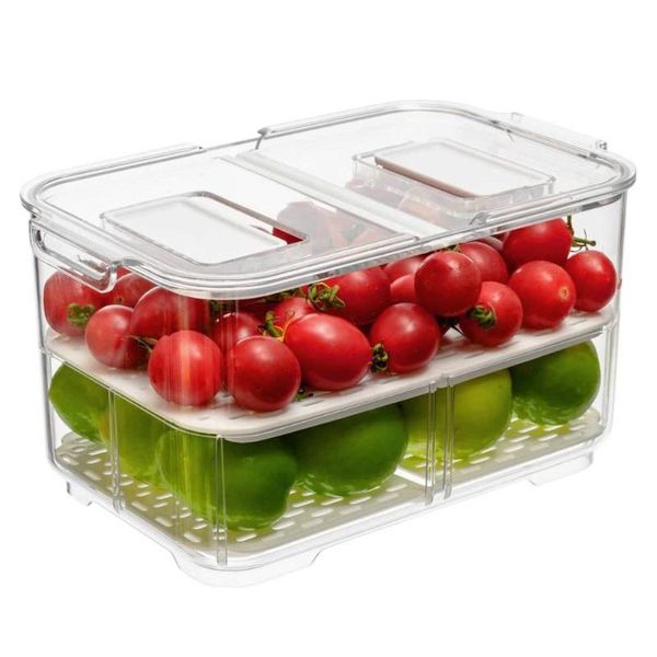 storage bottles & jars food container bin stackable refrigerator er organizer, with vented lids and removable drain tray
storage bottles & jars food container bin stackable refrigerator er organizer, with vented lids and removable drain tray