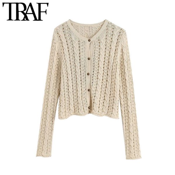 women fashion hollow out cropped knitted cardigan sweater vintage v neck long sleeve female outerwear chic 210507, White;black
women fashion hollow out cropped knitted cardigan sweater vintage v neck long sleeve female outerwear chic 210507, White;black