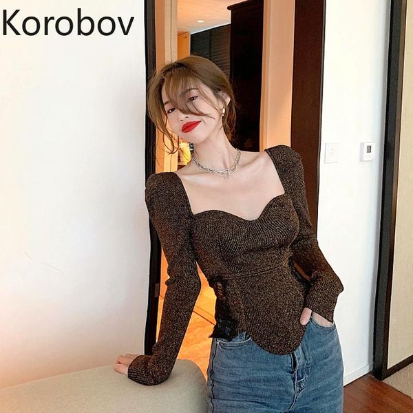 women's sweaters korobov 2021 chic korean sueter mujer vintage square collar elegant female pullovers autumn winter knit slim jumper fe, White;black
women's sweaters korobov 2021 chic korean sueter mujer vintage square collar elegant female pullovers autumn winter knit slim jumper fe, White;black