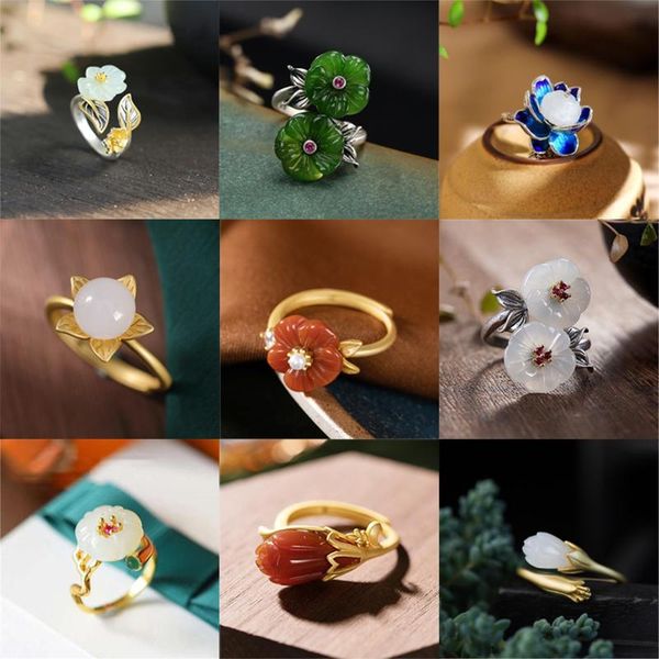 cluster rings sterling silver natural hetian jade lotus handmade female model atmospheric retro temperament open ring, Golden;silver
cluster rings sterling silver natural hetian jade lotus handmade female model atmospheric retro temperament open ring, Golden;silver