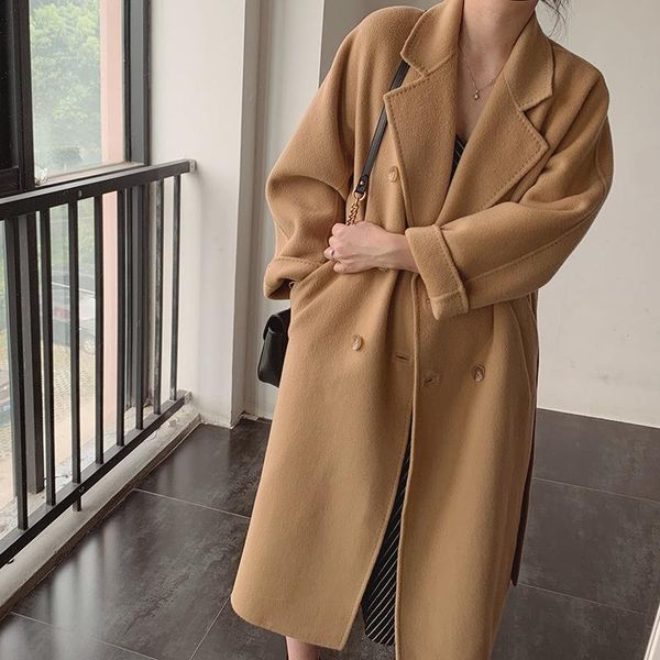 women's wool & blends double sided tweed cashmere coat middle and long style 2021 winter high-end temperament korean, Black
women's wool & blends double sided tweed cashmere coat middle and long style 2021 winter high-end temperament korean, Black