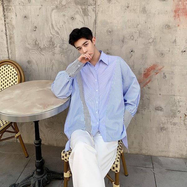 male women streetwear fashion hip hop loose korea style couple blouse shirt men irregular stripe splice casual long sleeve men's shirts, White;black
male women streetwear fashion hip hop loose korea style couple blouse shirt men irregular stripe splice casual long sleeve men's shirts, White;black