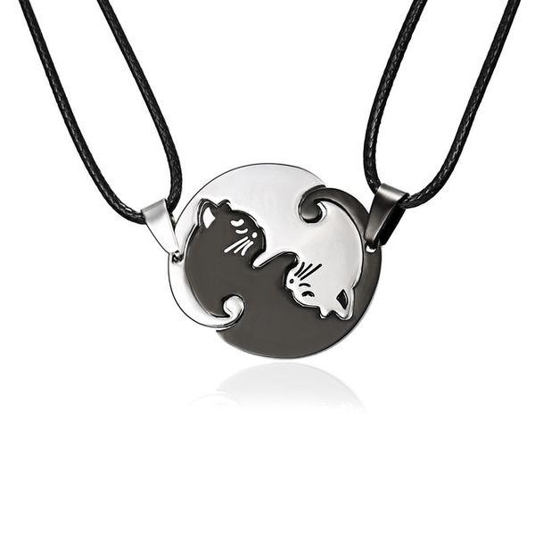 animal pendant black white cat stitching necklace simple friendship gift heart shape gold cute couple rope chain necklaces 2pcs/set, Silver
animal pendant black white cat stitching necklace simple friendship gift heart shape gold cute couple rope chain necklaces 2pcs/set, Silver