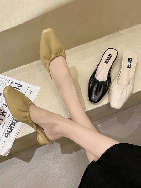 slippers cover toe shoes woman 2021 med casual pantofle shallow loafers luxury summer soft hoof heels pu slides rubber, Black
slippers cover toe shoes woman 2021 med casual pantofle shallow loafers luxury summer soft hoof heels pu slides rubber, Black