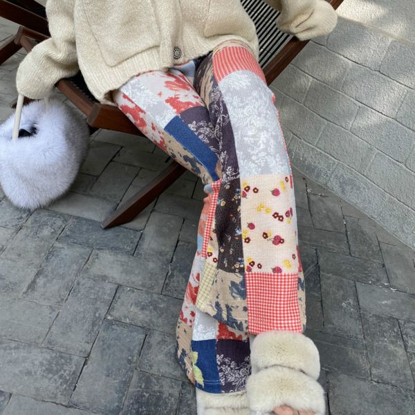 spring vintage women versatile zipper loose high ealistic waist panelled print floral corduroy flare pants 8y831 210510, Black;white
spring vintage women versatile zipper loose high ealistic waist panelled print floral corduroy flare pants 8y831 210510, Black;white
