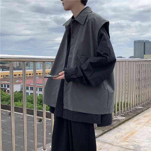Mai spring autumn simple ins sleeveless men's Korean loose casual student half sleeve vest shirt2021, White
Mai spring autumn simple ins sleeveless men's Korean loose casual student half sleeve vest shirt2021, White