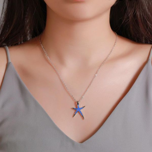 pendant necklaces european and american opal necklace fashion simple five-pointed star clavicle chain blue starfish jewelry, Silver
pendant necklaces european and american opal necklace fashion simple five-pointed star clavicle chain blue starfish jewelry, Silver