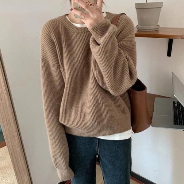 women's sweaters autumn winter warm loose full sleeve women knitted pullovers casual simple o-neck female solid jumpers 2021, White;black
women's sweaters autumn winter warm loose full sleeve women knitted pullovers casual simple o-neck female solid jumpers 2021, White;black