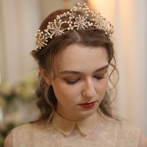 bridal hair tiara gold floral women crown pearls jewelry handmade wedding party hairband hair accessories w0104, White;golden
bridal hair tiara gold floral women crown pearls jewelry handmade wedding party hairband hair accessories w0104, White;golden