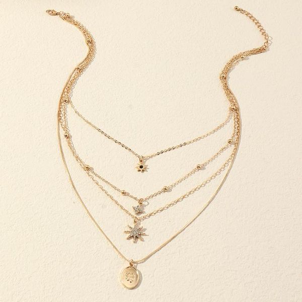 pendant necklaces arrival metal geometric womens vintage star set auger alloy multilayer golden jewelry for girls, Silver
pendant necklaces arrival metal geometric womens vintage star set auger alloy multilayer golden jewelry for girls, Silver