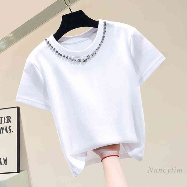 t shirt cropped t-shirt for women rhinestone beaded cotton short sleeve round neck pullover underwear tees white black
t shirt cropped t-shirt for women rhinestone beaded cotton short sleeve round neck pullover underwear tees white black