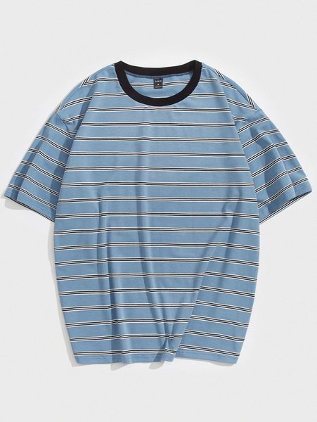 men striped print contrast binding tee 46ja#, White;black
men striped print contrast binding tee 46ja#, White;black