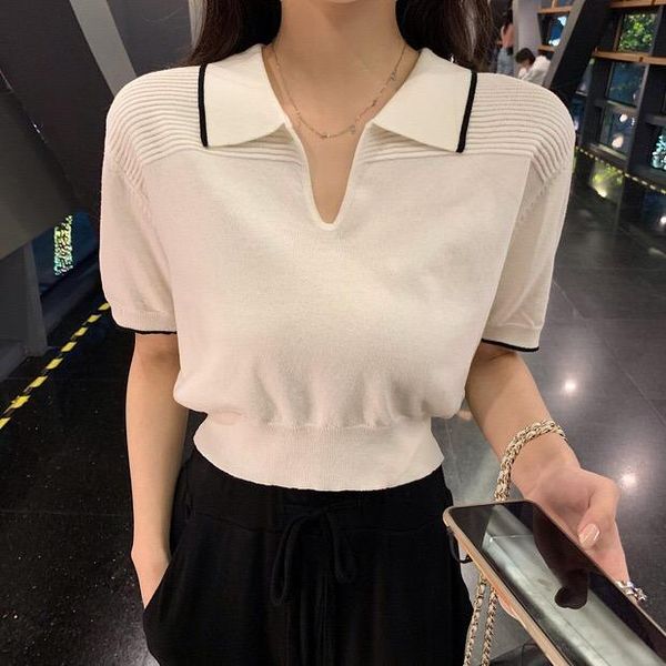 women's blouses & shirts design sense v-neck short-sleeved sweater women summer trendy casual temperament blouse long sleeve shirt, White
women's blouses & shirts design sense v-neck short-sleeved sweater women summer trendy casual temperament blouse long sleeve shirt, White