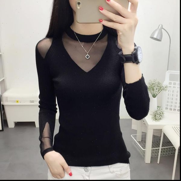 autumn women sweaters and winter half high neck thin lace slim bottoming long sleeve knitwear pullover versatile sweater, White;black
autumn women sweaters and winter half high neck thin lace slim bottoming long sleeve knitwear pullover versatile sweater, White;black