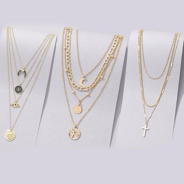 chains fashion multi layer evil eyes moon pendants & necklaces for women vintage gold color metal cross necklace chokers, Silver
chains fashion multi layer evil eyes moon pendants & necklaces for women vintage gold color metal cross necklace chokers, Silver