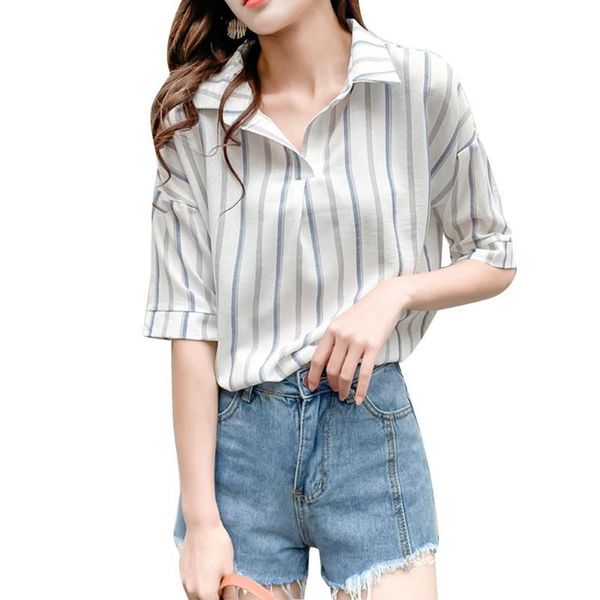women's blouses & shirts fashion women stripe short sleeve v neck turndown collar shirt tee blouse pattern comfortable, White
women's blouses & shirts fashion women stripe short sleeve v neck turndown collar shirt tee blouse pattern comfortable, White
