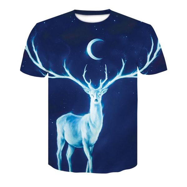men's t-shirts summer 2021 short-sleeved t-shirt with round collar individuality trend sika deer print, White;black
men's t-shirts summer 2021 short-sleeved t-shirt with round collar individuality trend sika deer print, White;black