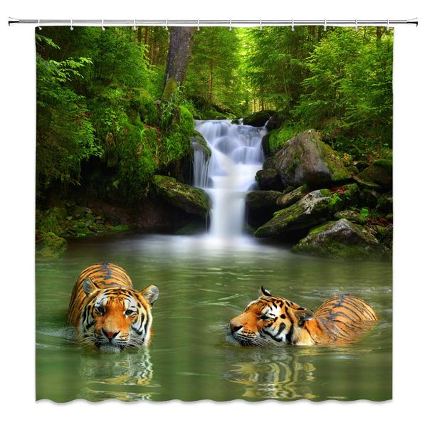 waterfall shower curtain tropical rainforest natural lake swimming tigers,70x70 inch polyester fabric bathroom accessories
waterfall shower curtain tropical rainforest natural lake swimming tigers,70x70 inch polyester fabric bathroom accessories