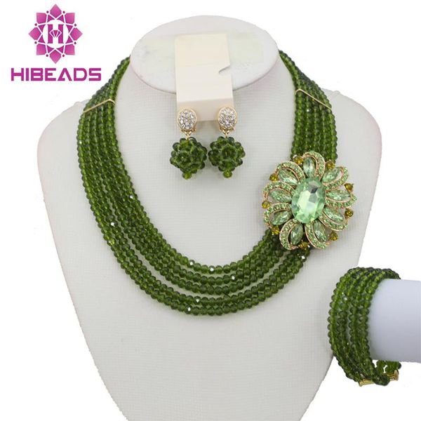 earrings & necklace quantily african costume set 5 rows crystal beads jewelry olive green nigerian wedding aej092, Silver
earrings & necklace quantily african costume set 5 rows crystal beads jewelry olive green nigerian wedding aej092, Silver