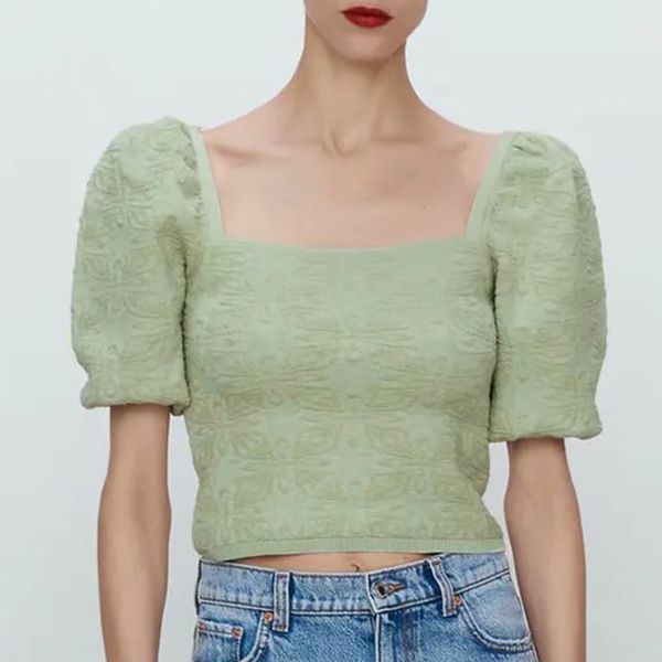 za summer knitted sweater women arrival puff sleeve square collar loose half pullovers knitting jumper 210422, White;black
za summer knitted sweater women arrival puff sleeve square collar loose half pullovers knitting jumper 210422, White;black