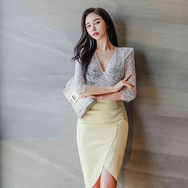 arrival fashion woman summer thin lace v-neck neck shirt fine pencil skirt elegant two-piece set, Black
arrival fashion woman summer thin lace v-neck neck shirt fine pencil skirt elegant two-piece set, Black