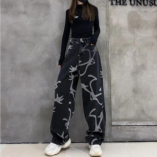women's jeans cool print loose funny boyfriend jean women hip pants high waist cargo stright black trousers female, Blue
women's jeans cool print loose funny boyfriend jean women hip pants high waist cargo stright black trousers female, Blue