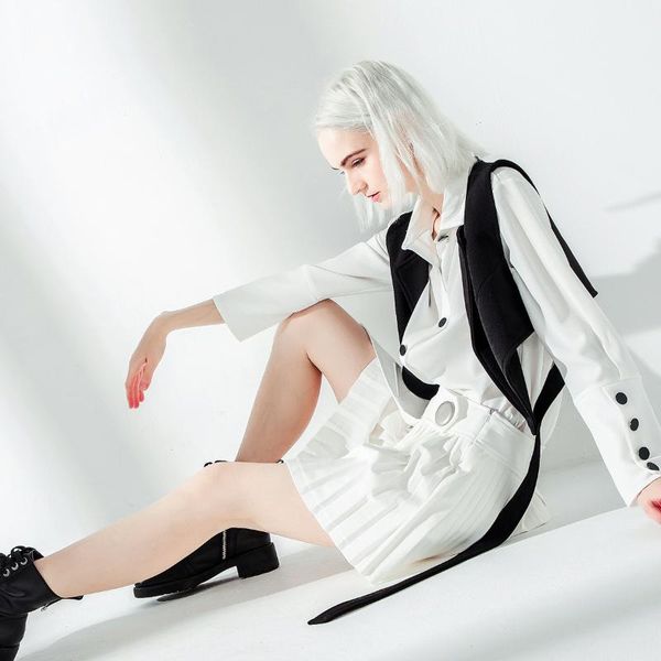 skirts women's skirt 2021 splicing pleated metal round buckle button polyester office lady solid a-line mini natural black white
skirts women's skirt 2021 splicing pleated metal round buckle button polyester office lady solid a-line mini natural black white
