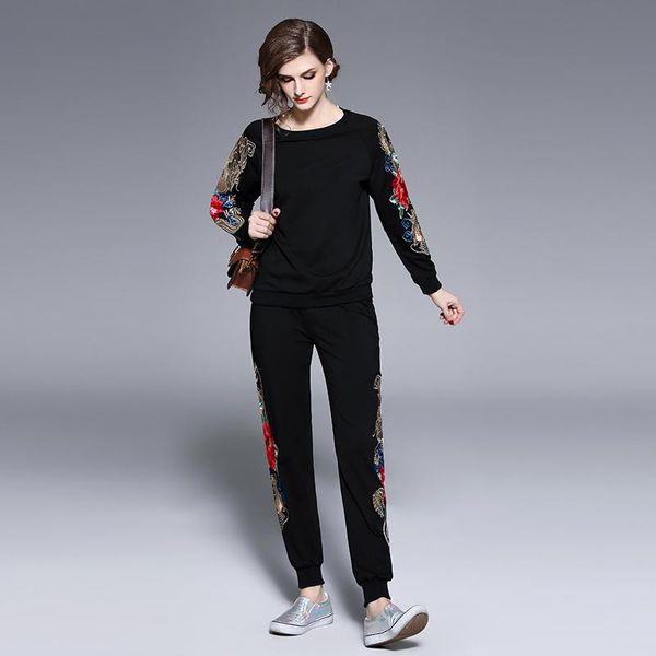 women's two piece pants fashion designer runway pieces set 2021 autumn winter long sleeve sweatshirt+embroidery, White
women's two piece pants fashion designer runway pieces set 2021 autumn winter long sleeve sweatshirt+embroidery, White