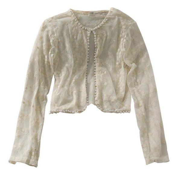 women's blouses & shirts 2021 design chic beading see through long sleeve casual white cardigan stylish floral women summer thin blouse
women's blouses & shirts 2021 design chic beading see through long sleeve casual white cardigan stylish floral women summer thin blouse