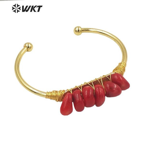 bangle wt-b578 unique natural red coral handmade wire wrapped gold vintage bohemian open size cuff for women, Black
bangle wt-b578 unique natural red coral handmade wire wrapped gold vintage bohemian open size cuff for women, Black