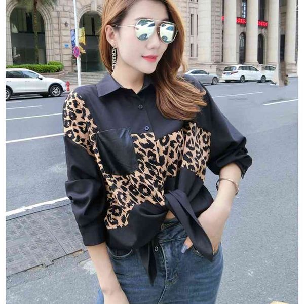 women's leopard shirt patchwork single button turn-down collar korean bf style loose woman bottoming ls287 210506, White
women's leopard shirt patchwork single button turn-down collar korean bf style loose woman bottoming ls287 210506, White