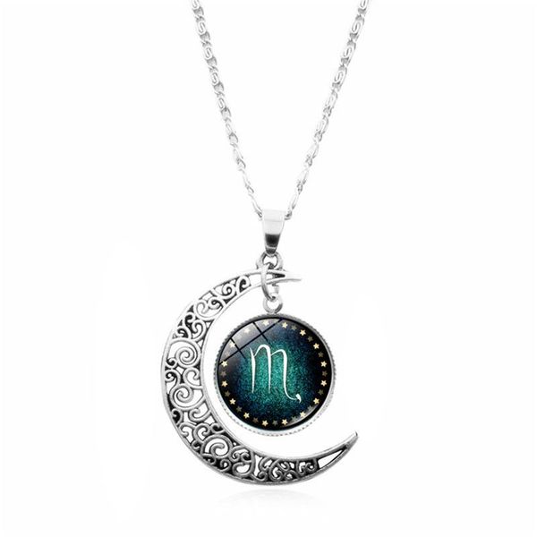 chains fashion pendant necklace 12 constellation crescent gemstone unique design jewelry colar for women, Silver
chains fashion pendant necklace 12 constellation crescent gemstone unique design jewelry colar for women, Silver