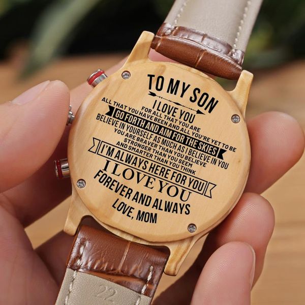 wristwatches mom to my son luxury fashion leather strap engraved watches men steel wrist watch sports waterproof, Slivery;brown
wristwatches mom to my son luxury fashion leather strap engraved watches men steel wrist watch sports waterproof, Slivery;brown