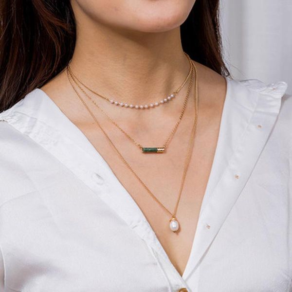 minar multilayered natural freshwater pearl pendant necklaces for women gold color thin chain green stone chokers necklace gift, Silver
minar multilayered natural freshwater pearl pendant necklaces for women gold color thin chain green stone chokers necklace gift, Silver