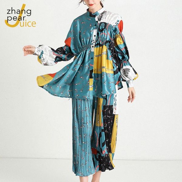 women's two piece pants elegant women casual flower print outfit pieces set full sleeve o-neck loose tunic blouse +wide leg pant lady s, White
women's two piece pants elegant women casual flower print outfit pieces set full sleeve o-neck loose tunic blouse +wide leg pant lady s, White