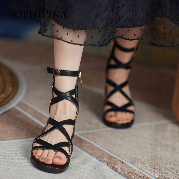 sophitina women sandals retro gladiator fretwork zipper leather sandals buckle metal decoration flat casual lady shoes ao849 210513, Black
sophitina women sandals retro gladiator fretwork zipper leather sandals buckle metal decoration flat casual lady shoes ao849 210513, Black