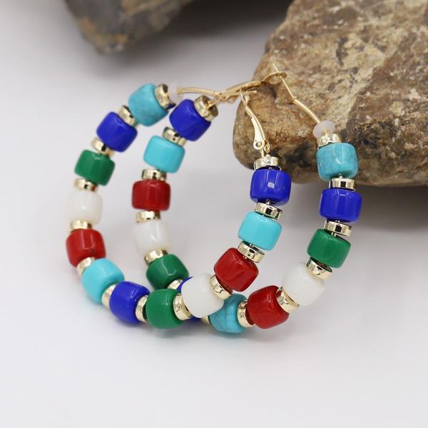 fashion women's jewelry hoop earrings colorful resin beads boho female costume accessories & huggie, Golden;silver
fashion women's jewelry hoop earrings colorful resin beads boho female costume accessories & huggie, Golden;silver