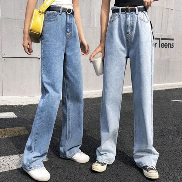 women's jeans women straight leg trousers high waist full length baggy korean gd, Blue
women's jeans women straight leg trousers high waist full length baggy korean gd, Blue